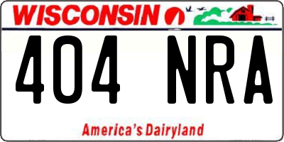 WI license plate 404NRA