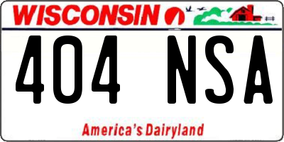 WI license plate 404NSA