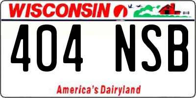 WI license plate 404NSB
