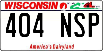 WI license plate 404NSP