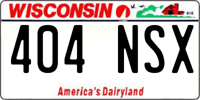 WI license plate 404NSX