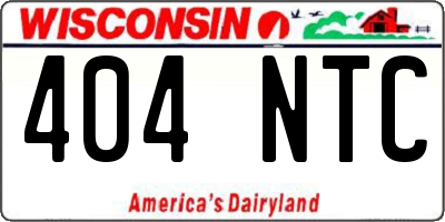 WI license plate 404NTC