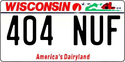 WI license plate 404NUF