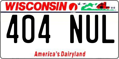 WI license plate 404NUL