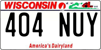 WI license plate 404NUY
