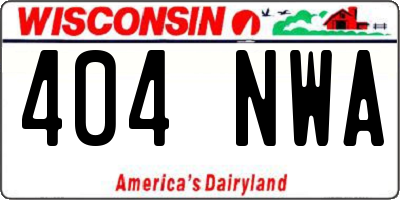 WI license plate 404NWA