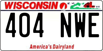 WI license plate 404NWE