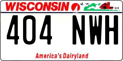 WI license plate 404NWH