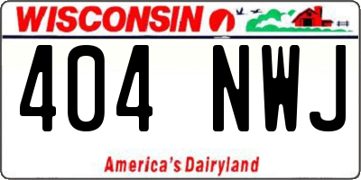 WI license plate 404NWJ