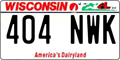 WI license plate 404NWK