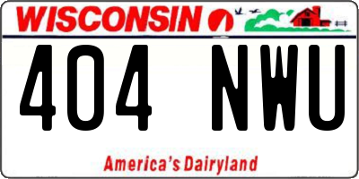 WI license plate 404NWU