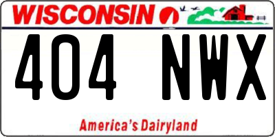 WI license plate 404NWX