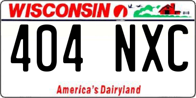 WI license plate 404NXC