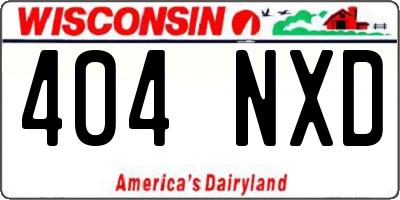 WI license plate 404NXD