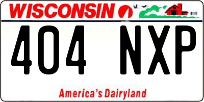WI license plate 404NXP