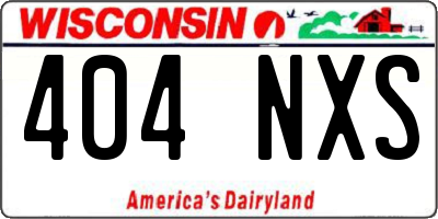 WI license plate 404NXS
