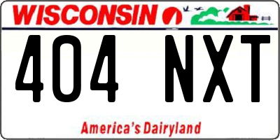 WI license plate 404NXT
