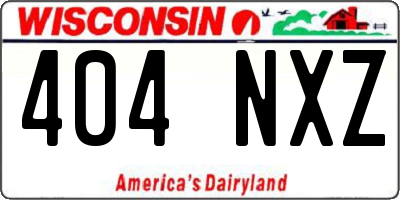 WI license plate 404NXZ