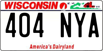 WI license plate 404NYA