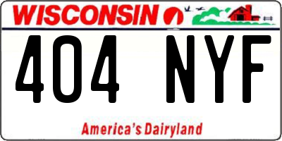 WI license plate 404NYF