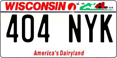 WI license plate 404NYK