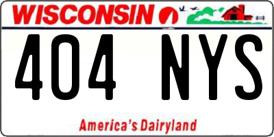 WI license plate 404NYS
