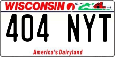WI license plate 404NYT