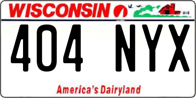 WI license plate 404NYX