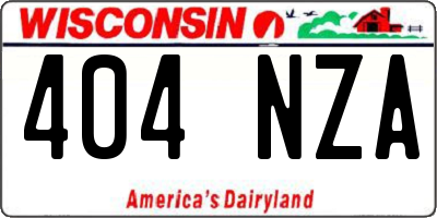 WI license plate 404NZA