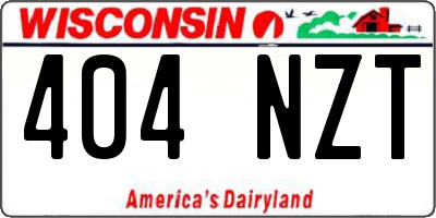 WI license plate 404NZT