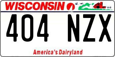 WI license plate 404NZX