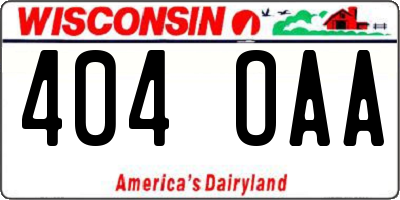 WI license plate 404OAA