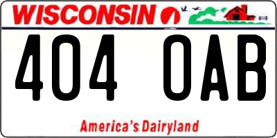 WI license plate 404OAB