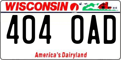 WI license plate 404OAD