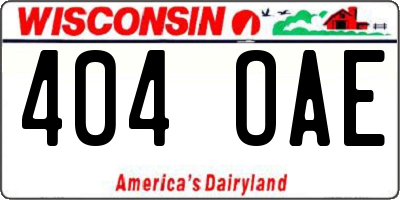 WI license plate 404OAE