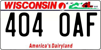 WI license plate 404OAF