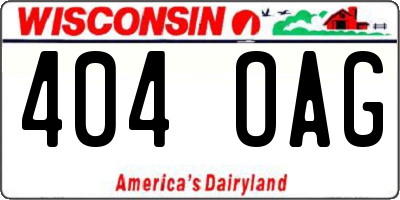 WI license plate 404OAG
