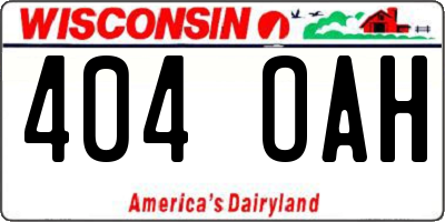 WI license plate 404OAH