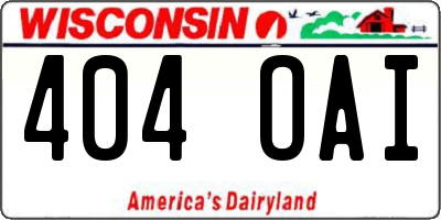 WI license plate 404OAI