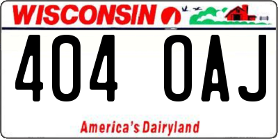WI license plate 404OAJ