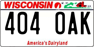 WI license plate 404OAK