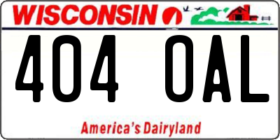 WI license plate 404OAL
