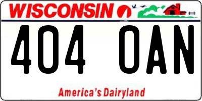 WI license plate 404OAN