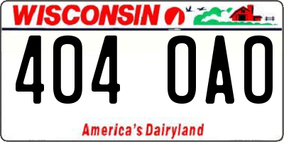 WI license plate 404OAO