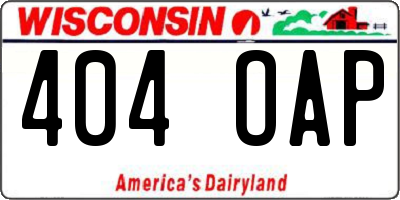 WI license plate 404OAP