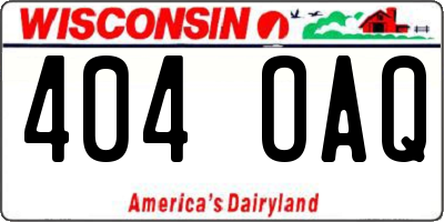 WI license plate 404OAQ