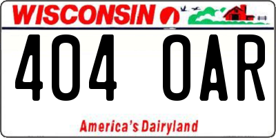WI license plate 404OAR