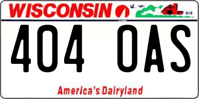 WI license plate 404OAS