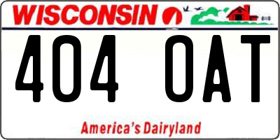 WI license plate 404OAT