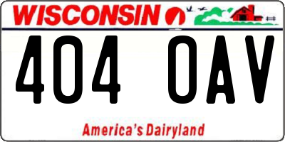 WI license plate 404OAV